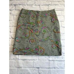 Vintage Wool Sevier Skirt. Above Knee Length. Green Tweed w/Multicolor Pattern.